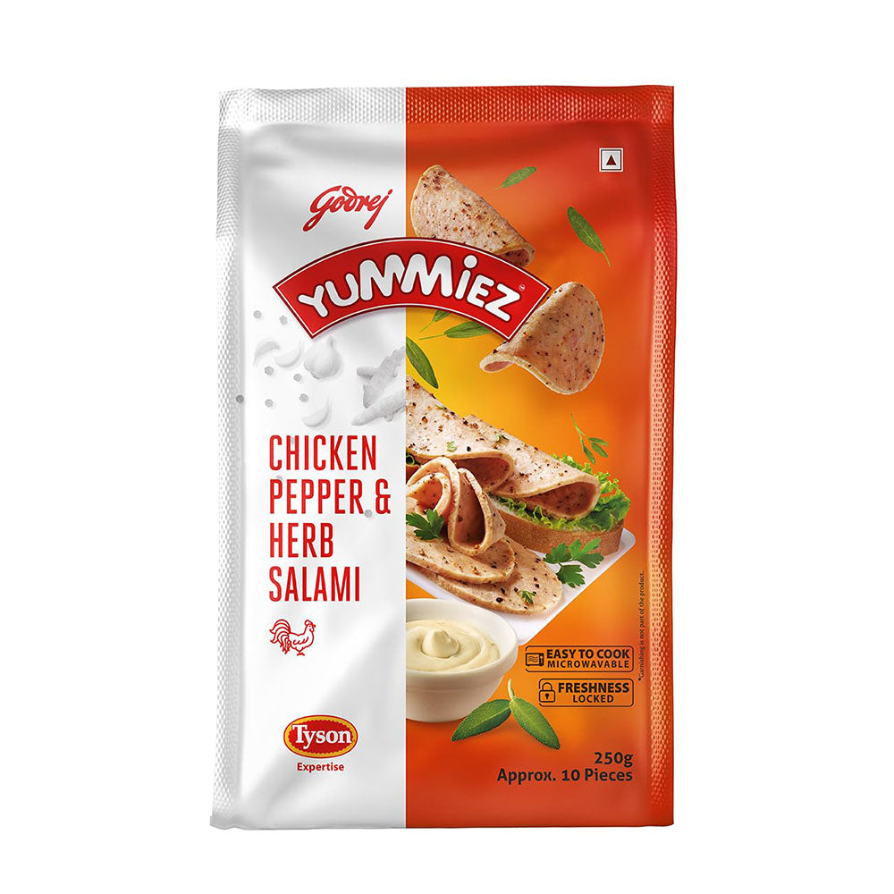 Godrej Yummiez Chicken Pepper & Herb Salami 250Gm